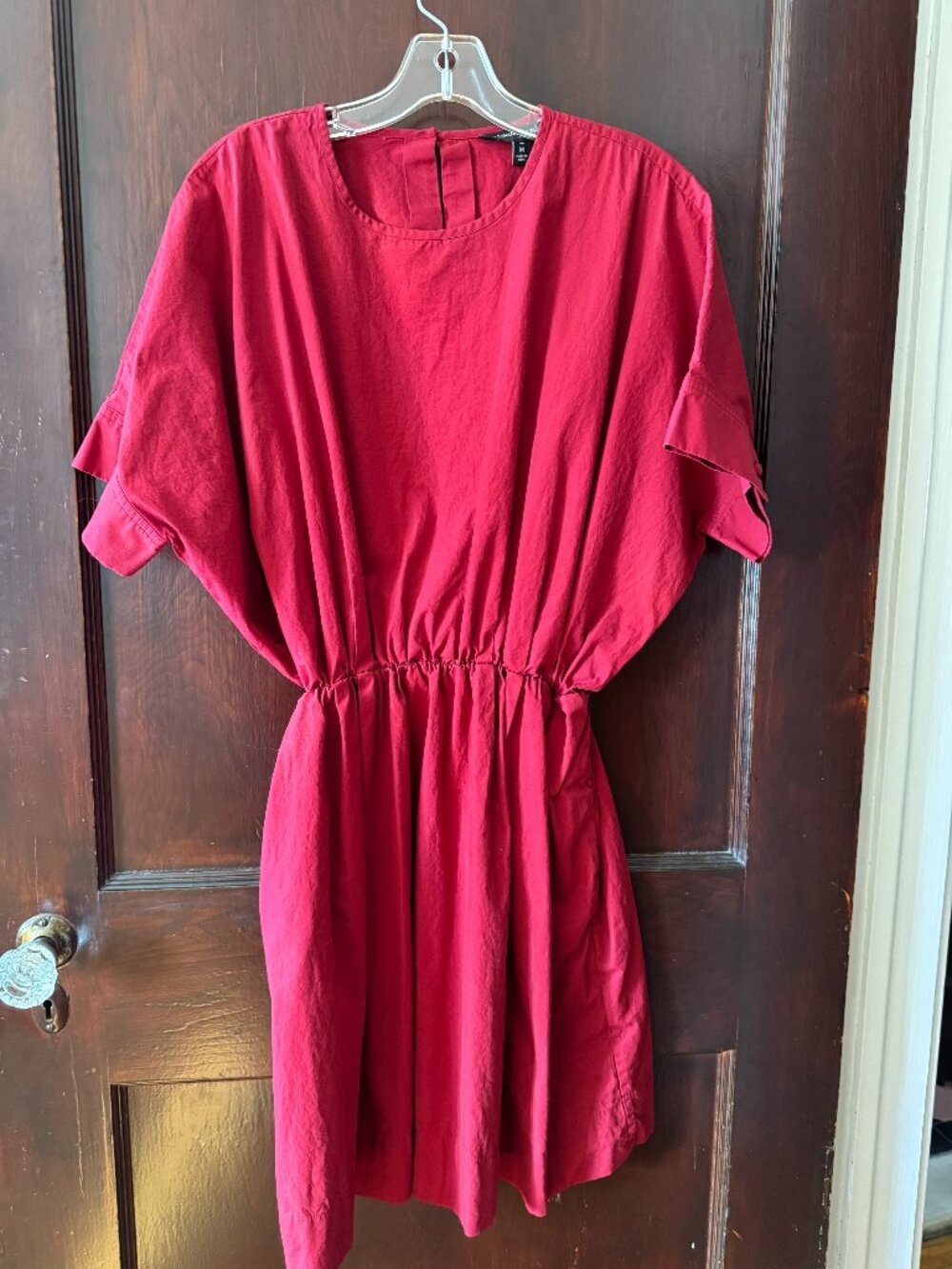 Red poplin easy dress, never worn